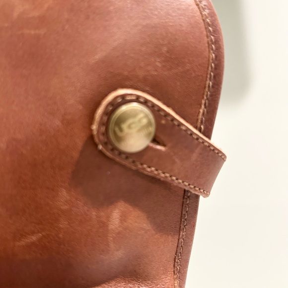 UGG Australia Leather Shearling Clog Boots Wooden Heel Platform Near New Size 8 - Picture 5 of 14